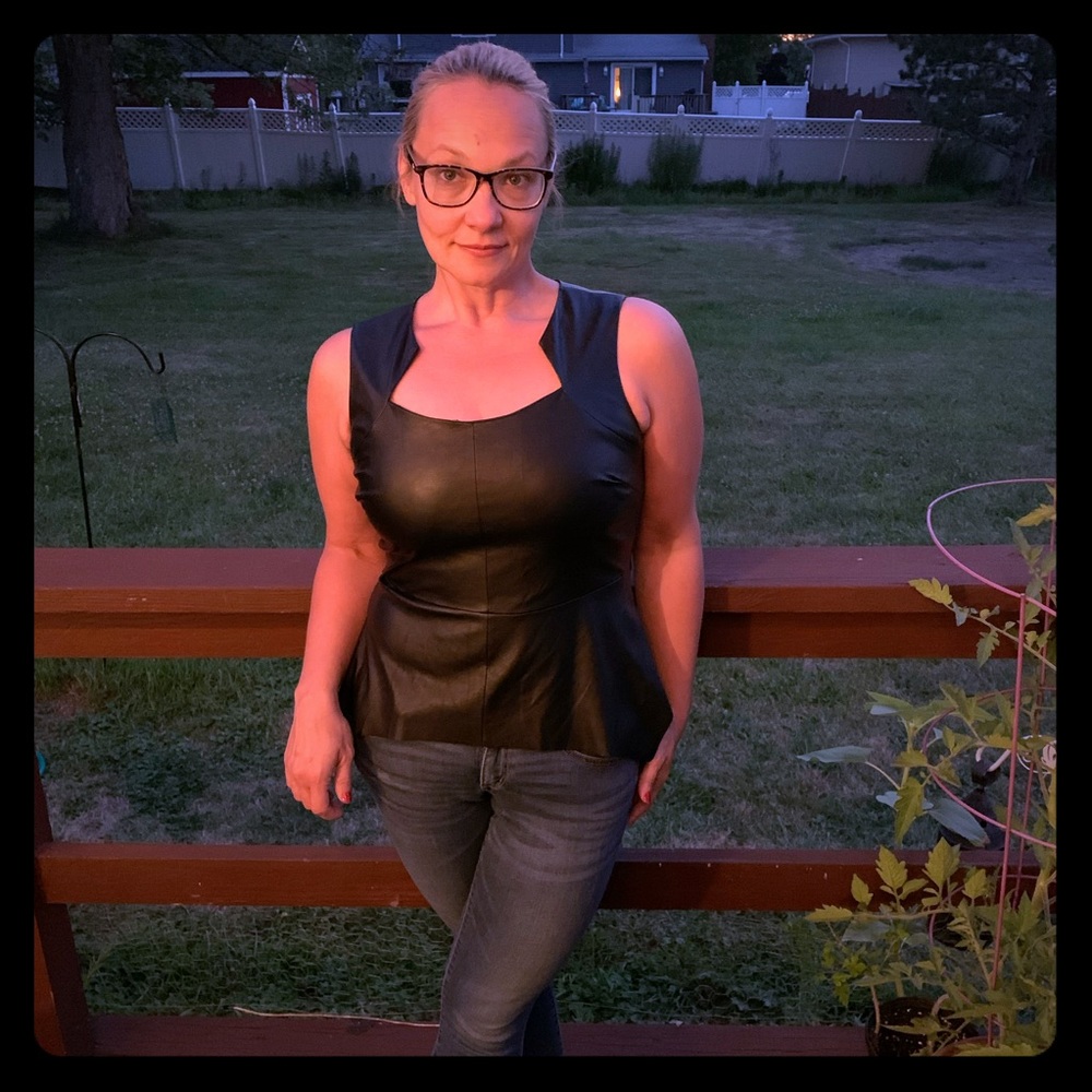 NY & Co Leathery Look Sexy Tank Small